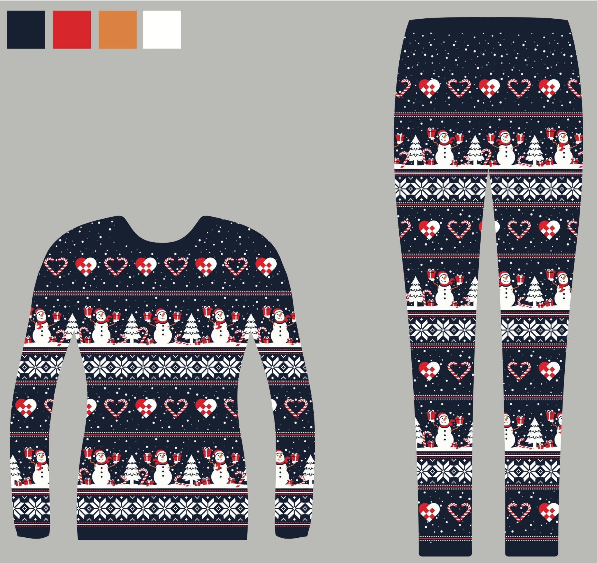 Kersthart Kerstpyajama Navy.